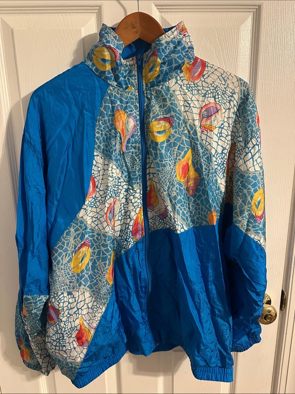 Blue Patterned Shell-Print Women's Raincoat